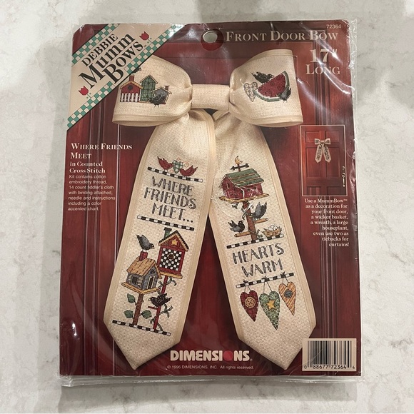 NWT Debbie Mumm Bows Where Friends Meet Counted Cross Stitch Kit - Picture 2 of 14
